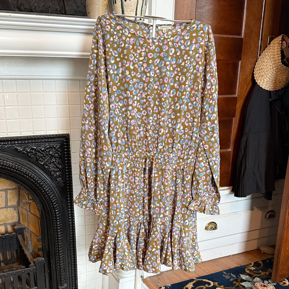 JODIFL Multicolor Patterned Long Sleeve Dress with tie waist- worn twice
